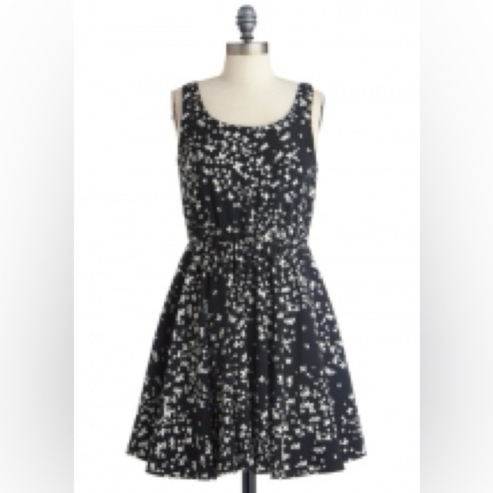 ModCloth Black & White Butterfly Print Fit and Flare Dress